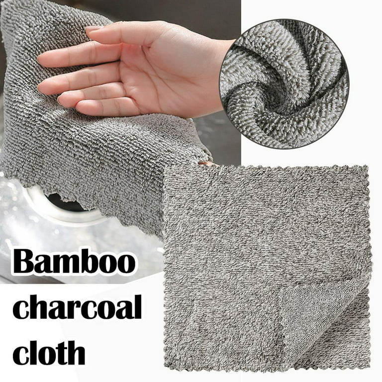 1/3pcs Bamboo Charcoal Kitchen Towel Soft Fluff Tags Non-stick Oil Kitchen  Cleaning Towels Dishwashing