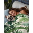 thumbnail image 3 of King Flat Sheet 105"x98", Green Palm Leaf Soft Lightweight Bedding Flat Sheets Only, Summer Leaves Watercolor Brushed Microfiber Top Bed Sheet, Breathable StainResistant Bedsheets, 3 of 9