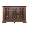 thumbnail image 4 of Oufan Mid Century Sideboard, 48.66" Wooden Buffet Cabinet w/ 3 Tempered Glass Doors & Adjustable Shelf, Large Kitchen Cabinet for Dining Room, Brown, 4 of 11