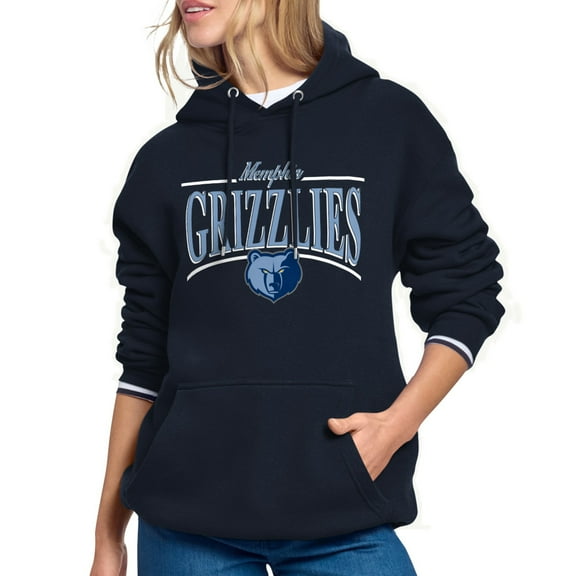 Women's Starter Navy Memphis Grizzlies Arch Stripe Fleece Hoodie