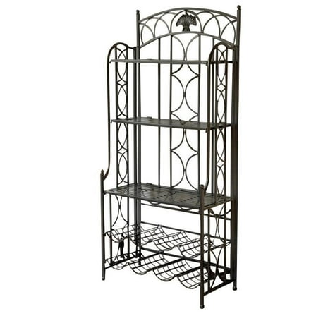 Pemberly Row Iron Bakers Wine Rack in Antique Black