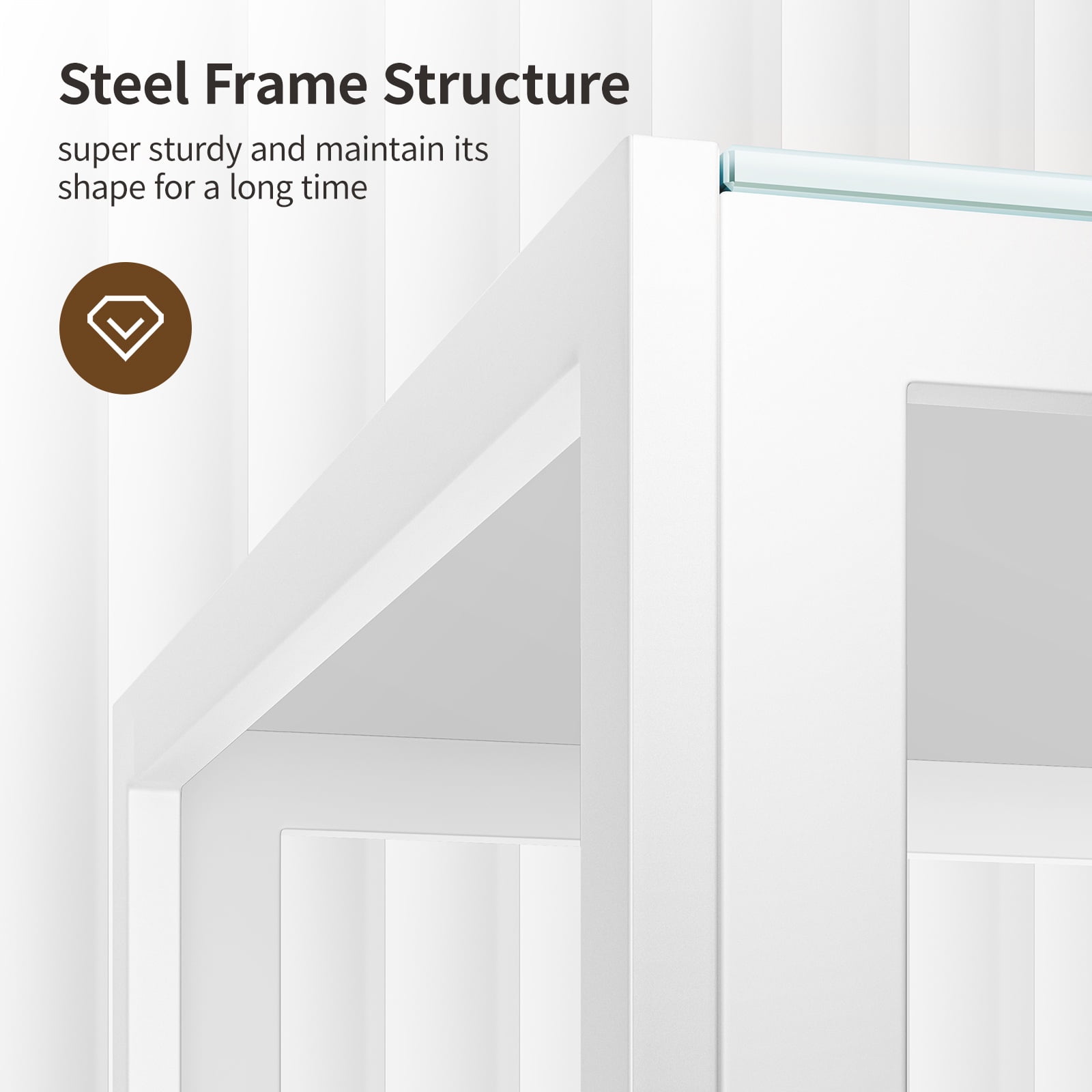 51 Inch Computer Writing Desk, White Tempered Glass Dining Table for Home Office