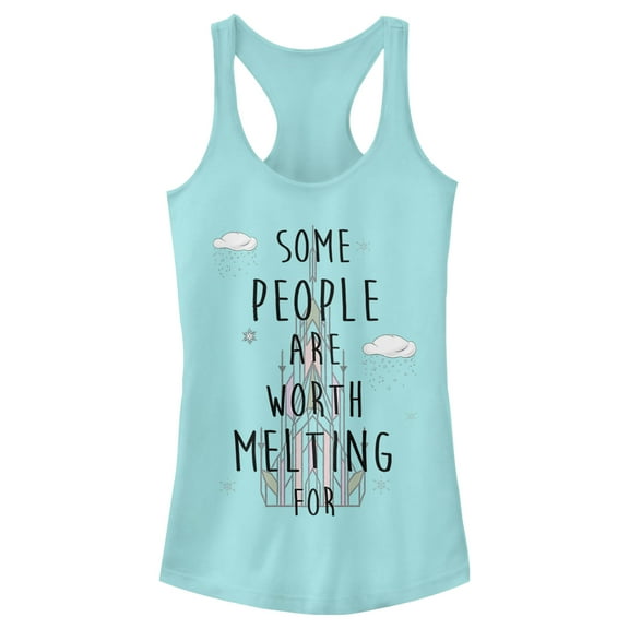 Junior's Frozen People Worth Melting For Racerback Tank Top Cancun Small