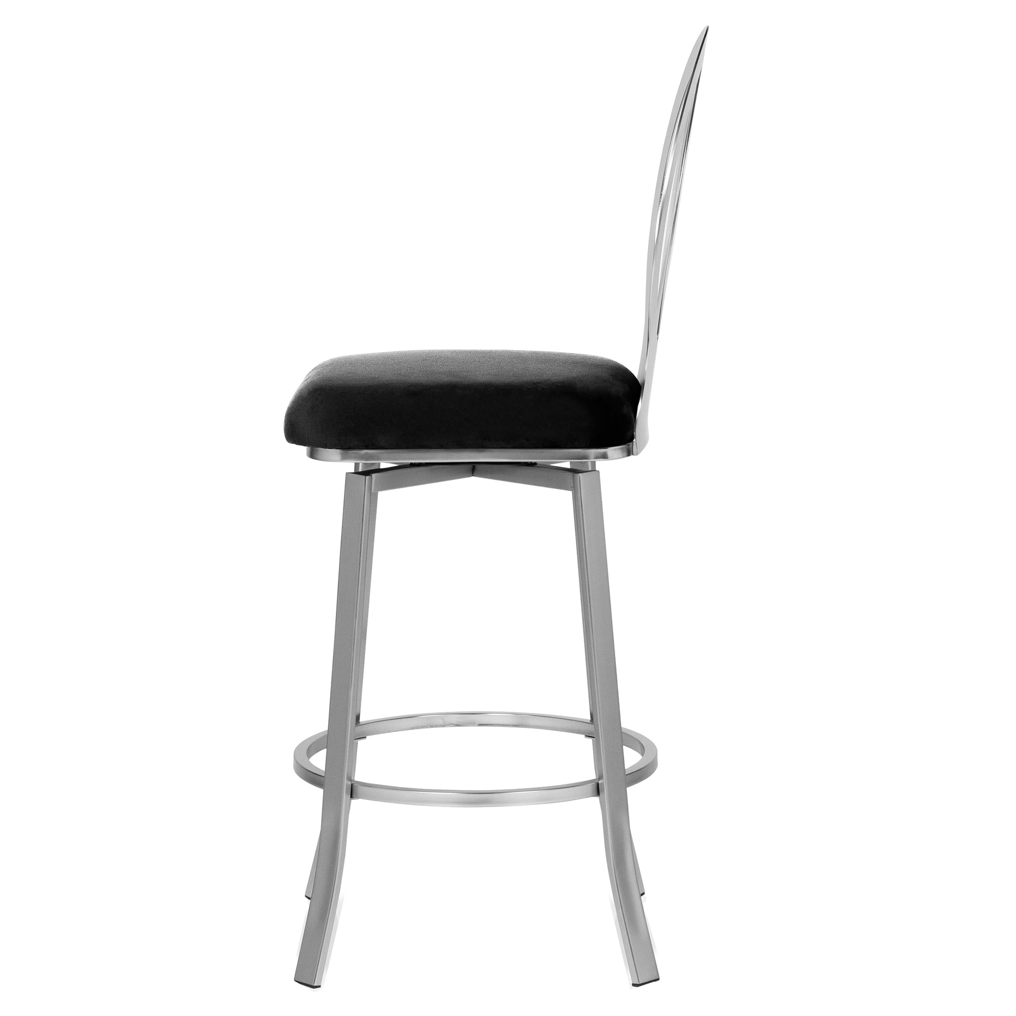 Furniture of America Harper Metal 29"H Round-Back Barstool in Silver (Set of 2)