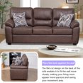 thumbnail image 6 of Hybition 3-Piece Living Room Sofa Set, Matte Faux Leather, with Geometric Pillows-Color:Brown, 6 of 9