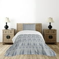 thumbnail image 4 of Ambesonne Winter Quilted Bedspread Set 2 Pcs, Triangular Pine Trees, Twin Size, Taupe Slate Blue Sage, 4 of 5