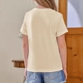 thumbnail image 5 of XUELUO Boys Shirts & Tops Kids Summer Back To School Letter Print Round Neck Short Sleeve Elastic Casual Comfortable Tops T Shirts Holiday Wear,Beige,7-8 Years, 5 of 8