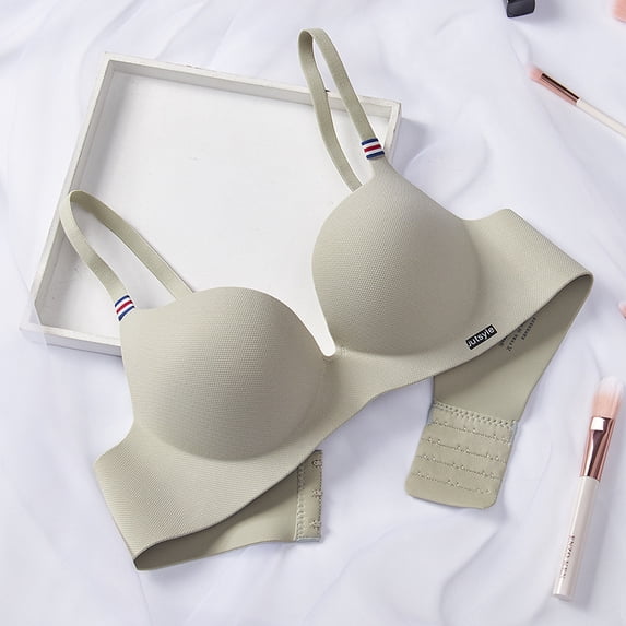 Women's Wireless Bra Thickened Gathered Underwear Simple Solid Color Bra