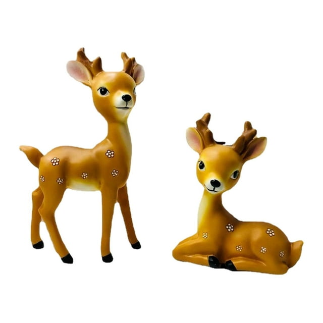 Figuritas de alce de 2 piezas, estatua de animales, recuerdos, regalo, escultura de ciervo, adorno de escritorio para sala de estar, estante de