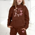 thumbnail image 2 of Gaexia Girls Letter Print Hoodie and Jogger Pants Set Casual Two Piece Outfit for Everyday Winter Wear Comfortable Lined Tracksuit with Pockets,Coffee,6-7 Years, 2 of 4