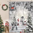 thumbnail image 3 of Christmas Snowman Shower Curtain for Bathroom Decor, Snowny Winter Grey Gray Christmas Birds Xmas Holiday Bathroom Curtain, Fabric Shower Curtain Sets with Hooks 70x70inches, 3 of 3