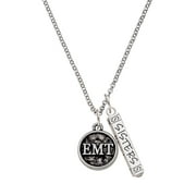 Delight Jewelry Silvertone Medical Caduceus Seal - EMT Silvertone Sisters Best Friends Forever Bar Charm Necklace, 23"