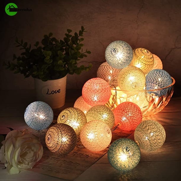 20 LED colorido bola de algodón funciona con pilas cadena de luces / USB estrellado hadas cadena de luces guirnalda huangjie unisex