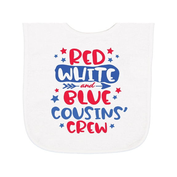 Inktastic Cousins Crew Red White and Blue 4th of July Baby Terry Cloth Bib
