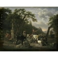 thumbnail image 3 of Jean-Louis Demarne 14x12 Black Modern Framed Museum Art Print Titled - Italian Landscape with Shepherds and Animals at a Fountain (1780 - 1810), 3 of 5