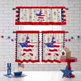 thumbnail image 3 of Independence Day Kitchen Curtains Valances 3 Piece Set, Flag Day Retro Blue Red Star Fireworks Stripes Rod Pocket Tier Curtain and Valance Drapes for Small Window 36 Inch Length for Bedroom Cafe, 3 of 9