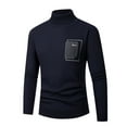 thumbnail image 2 of M-4X Plus Size Turtleneck Sweaters for Men Long Sleeve Big & Tall Sweatshirts Fleece Lined Stretchy Slim Pullover Solid Basic Thermal Warm Sweater, 2 of 4
