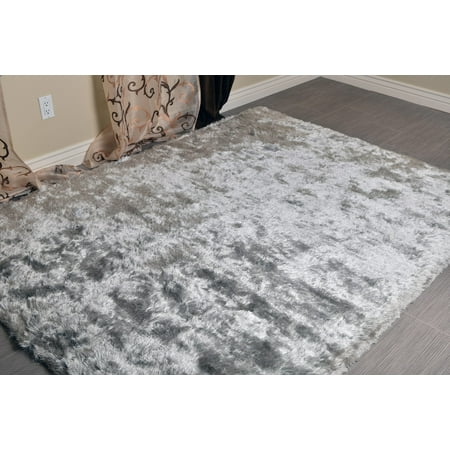 Silver Grey Black Rich Soft Gy 5x8 Ft Area Rug Table Hand Tufted Gray Polyester Carpet By Mystiquedecors Contemporary Living Family Room Kids