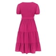 thumbnail image 4 of Women's Flowy Casual Mini Dresses Summer Smocked V Neck Flutter Sleeve Ruffle Dress, 4 of 8