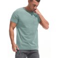 thumbnail image 2 of GENTS BLISS Short Sleeve Men T shirts Ribbed Crew Neck Shirts for Men Color Block Tee Shirts with Pocket, 2 of 9