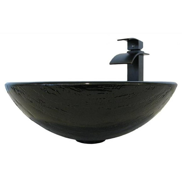 Painted Glass Vessel Sink with Oil Rubbed Bronze Faucet