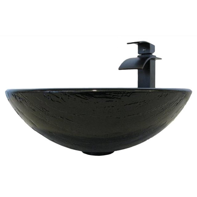 Évier en Verre Peint avec Robinet Bronze Huilé