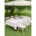 thumbnail image 4 of Outdoor Tablecloth with Umbrella Hole for Patio/Picnic/Party/Camping, Pink Striped Waterproof Table Cloth Rectangle Table Cover Washable, Farmhouse Thin Vertical Stripes Modern (60"x 84"), 4 of 9