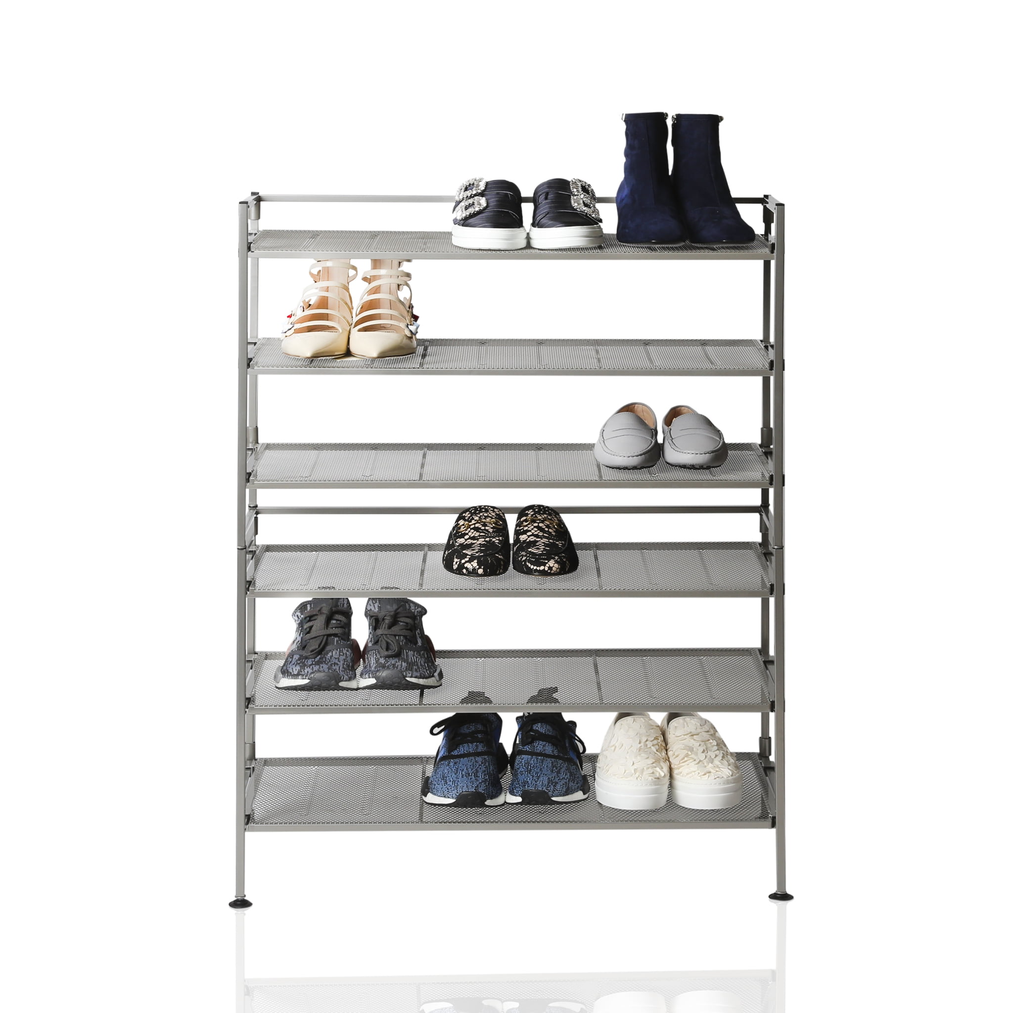 3-Tier Iron Mesh Utility Shoe Rack, Satin Pewter by Seville Classics
