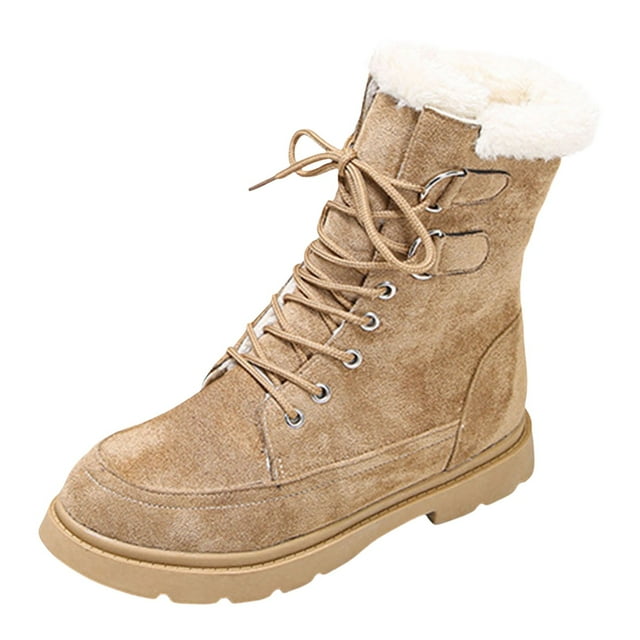 NECHOLOGY Botas Mujer Adulto Femenino Zapatos Botines de mujer Zapatos de mujer Botas cálidas de suela gruesa Botas de longitud media cálidas de terciopelo informales y de moda (Brown, 7.5)