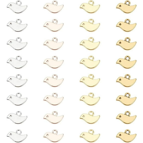 1 box 80pcs 4 colors Tibetan style Alloy Charms Bird Mixed color 7x11x1mm Hole: 1mm 20pcs/color