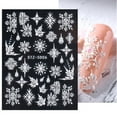 thumbnail image 6 of GENEMA White Snowflakes Nail Sticker 3D Nail Art Slider Adhesive Decals Manicure, 6 of 19