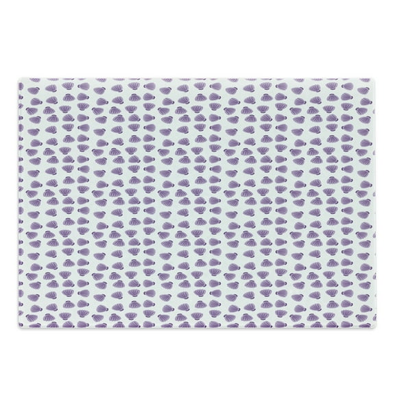 Nautical Cutting Board, Violet Toned Sea Shell Motifs on a Plain Background Oceanic Scene Items, Decorative Tempered Glass Cutting and Serving Board, in 3 Sizes, by Ambesonne