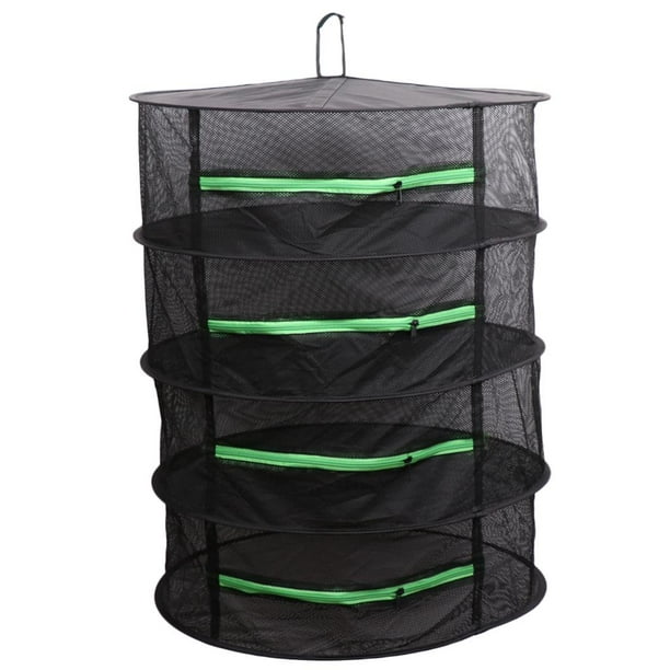 Estante de Secado de Hierba Ejecución Malla Plegable forma forma forma 4 Capas Negro + cremallera verde