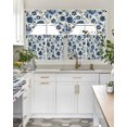 thumbnail image 4 of Navy Blue Floral Swag Curtains for Living Room/Bedroom Windows, Spring Retro Botanical Flowers Kitchen Curtains and Valances Set 36 Inch Length, Light Filtering Swags Valance Curtain Panels, 4 of 5