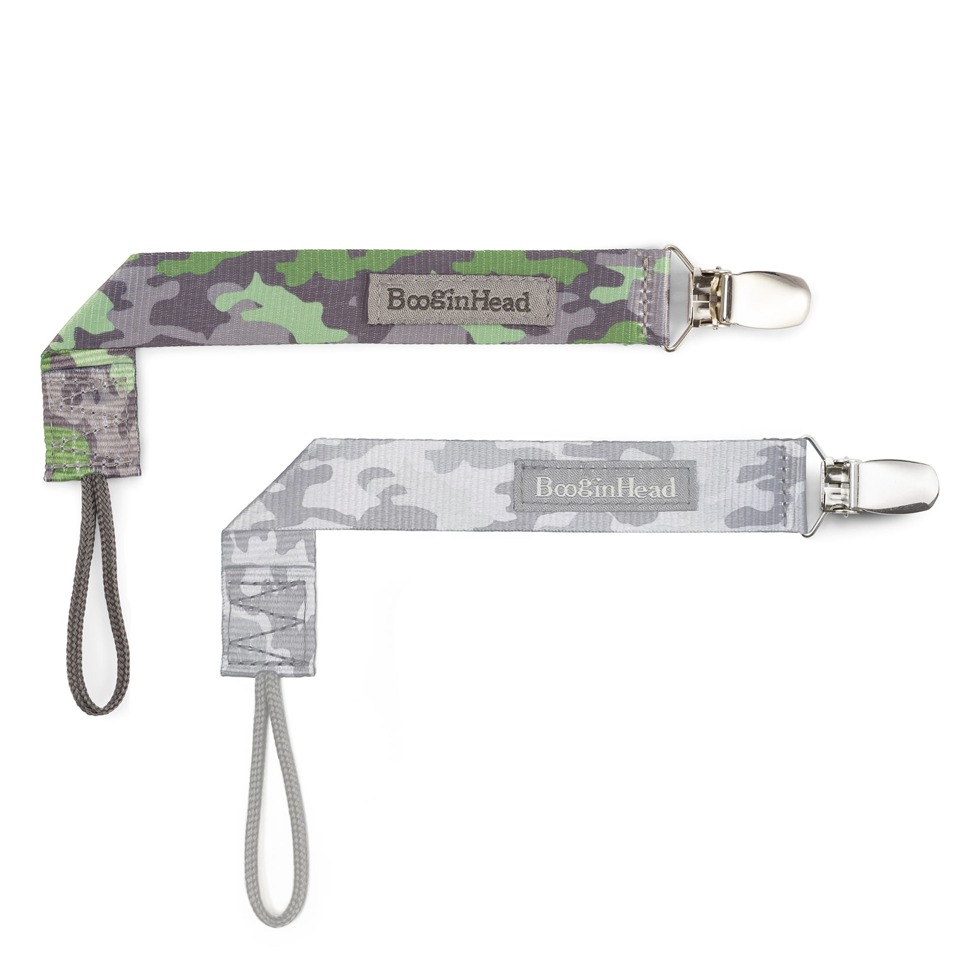BooginHead Universal Pacifier Clips, Infant Toddler Boys and Girls, Plaid Blue Arrows Camo