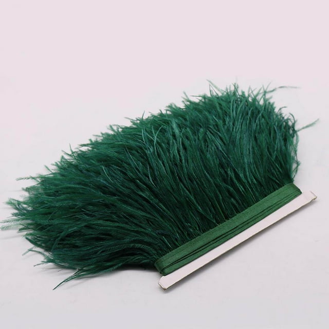 pitrice 1 Yard Bordure à Franges en Plumes d'Autruche Teintes Bordure à Franges en Plumes Bordure à Franges Décoration de Costume Ruban Ornement Vert Foncé
