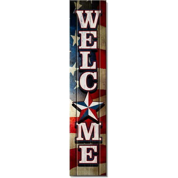 Spoontiques 18362 Welcome America Porch Sign, 40-inch Tall