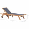 thumbnail image 5 of vidaXL Folding Sun Lounger with Wheels Solid Teak and Textilene, 5 of 9