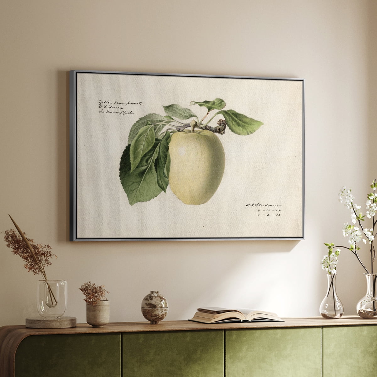 Vintage Botanical Print-XLV By Wexford Home Framed in Silver Wood Gallery Wrapped Canvas 17 in. x 25 in.