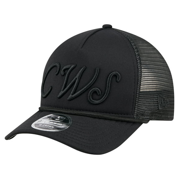 Men's New Era Black Chicago White Sox City Initial 9FORTY A-Frame M-Crown Adjustable Trucker Hat