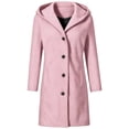 thumbnail image 6 of Women's Hooded Mid Length Jacket Button Up with Pockets Long Sleeve Casual Coat, 6 of 6