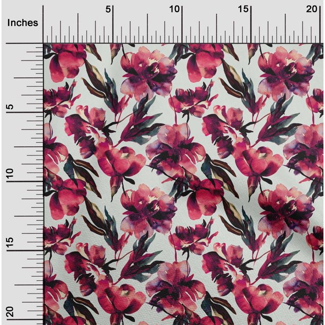 oneOone Georgette Viscose Red Fabric Florals Craft Projects Decor Fabric Printed By The Yard 42 Inch Wide