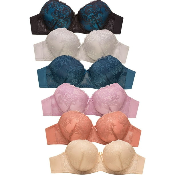 DailyWear Womens 6 Pack of Everyday Plain, Lace, D, DD, DDD Cup Bra