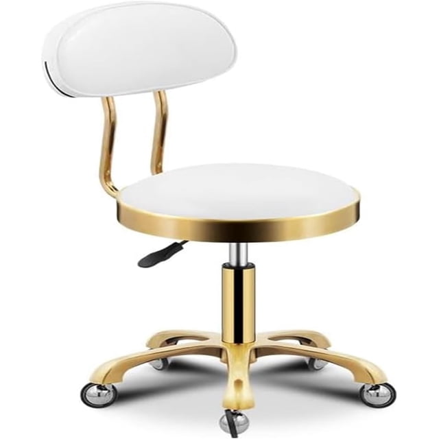 Chairs Rolling Stool with Back Rest,Height Adjustable, PU Leather Swivel Stool,Adjustable Swivel Drafting Work SPA Shop Salon Stools with Wheels for Shop Nail Tech Tattoo Work ( Color : Light Green )