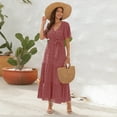 thumbnail image 4 of IWEMEK Maxi Dress for Womens Bohemian Summer Casual Trendy Fairy Dresses Fashion Swing Pom Pom Pink Semi Formal Outfits, 4 of 6