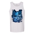 thumbnail image 2 of Wild Bobby, Tiger In The Snowy Night Animal Lover Mens Graphic Tank Top, White, X-Large, 2 of 3