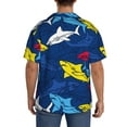 thumbnail image 5 of KLL Cartoon Shark Print Men's Shirt Short Sleeve Button Down Summer Cuba Beach Shirts- Small, 5 of 7