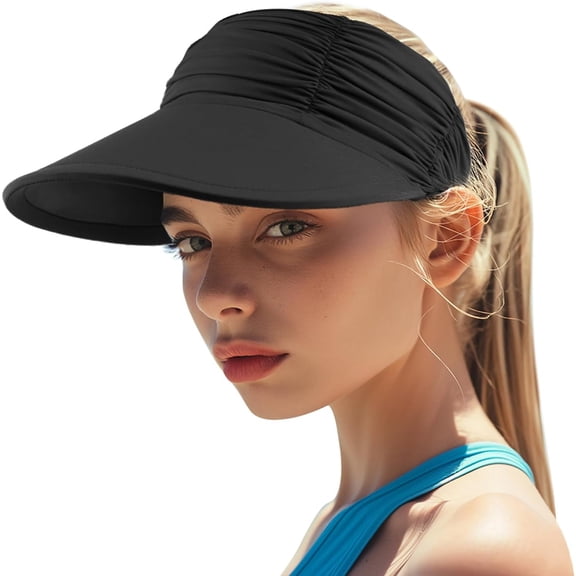 Women's Sun Visor Hat Wide Brim Summer UPF 50 UV Protection Visor Hat Adjustable Beach Sport Visor Cap