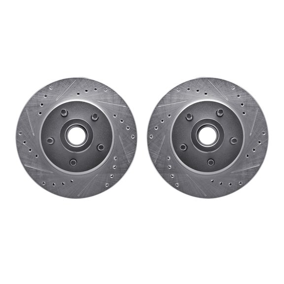 Dynamic Friction Company Front Brake Rotors-Drilled and Slotted-Silver 7002-55003
