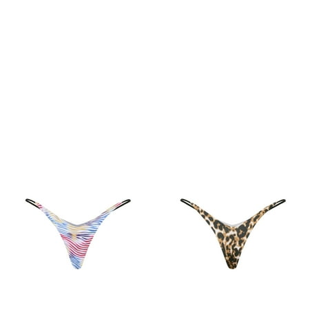 Wijhcboe 2 Pack Women s Candy Underwear for Women Sexy Thong Low Rise Womens Cotton Briefs Underwear without Elastic Leg Openings Double Layer Bikini Blouse for New Year Eve Lace Thong Panties Lot T